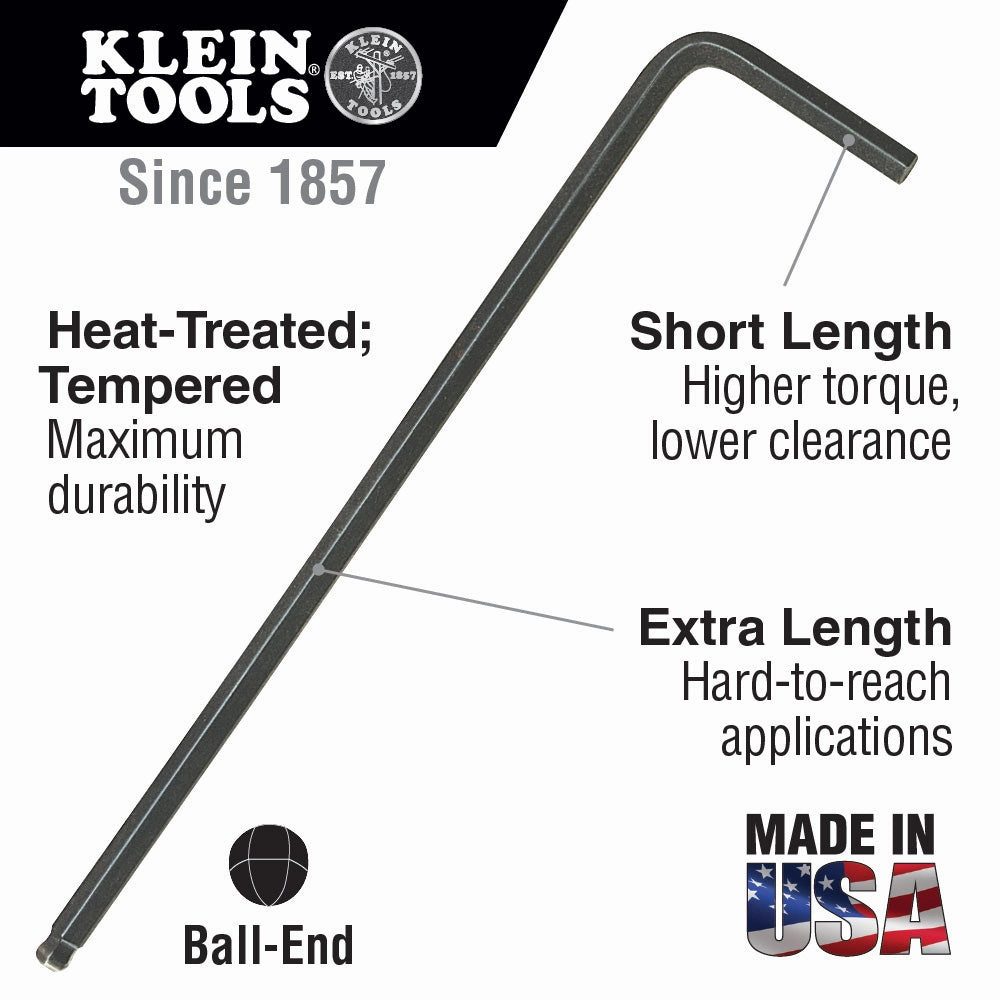 Klein Tools BLM3 Ball-End Hex L-Key, 3 mm