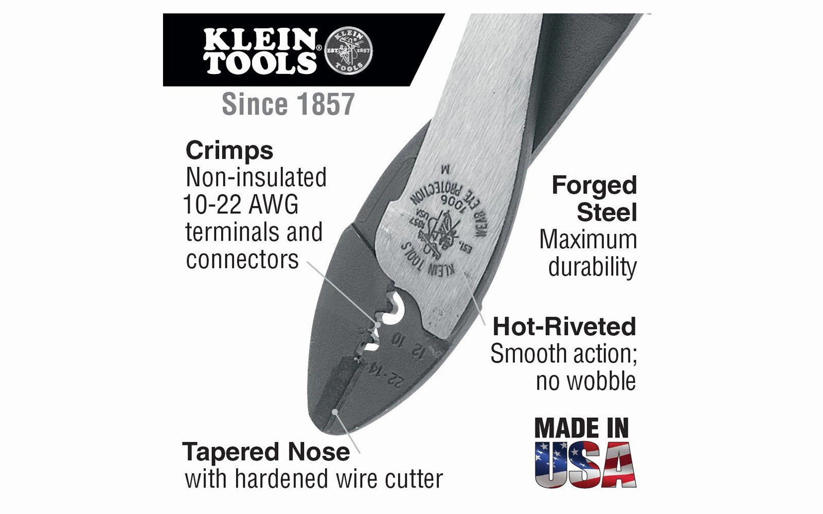 Klein Tools Crimping & Cutting Tool for Non-Insulated Terminals ~ 1006
