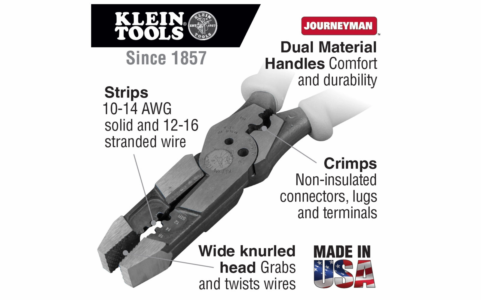 Klein Tools Hybrid Pliers with Crimper & Wire Stripper