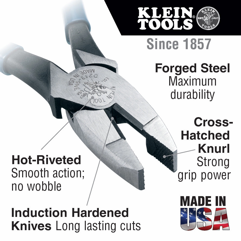 Klein Tools J20017NE Heavy-Duty Lineman's Pliers, 7"