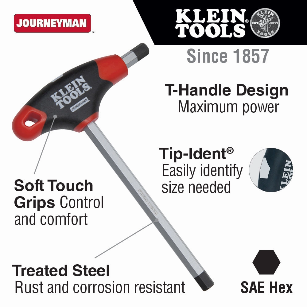 Klein Tools JTH6E06 Journeyman T-Handle Hex Key, 6" x 3/32"
