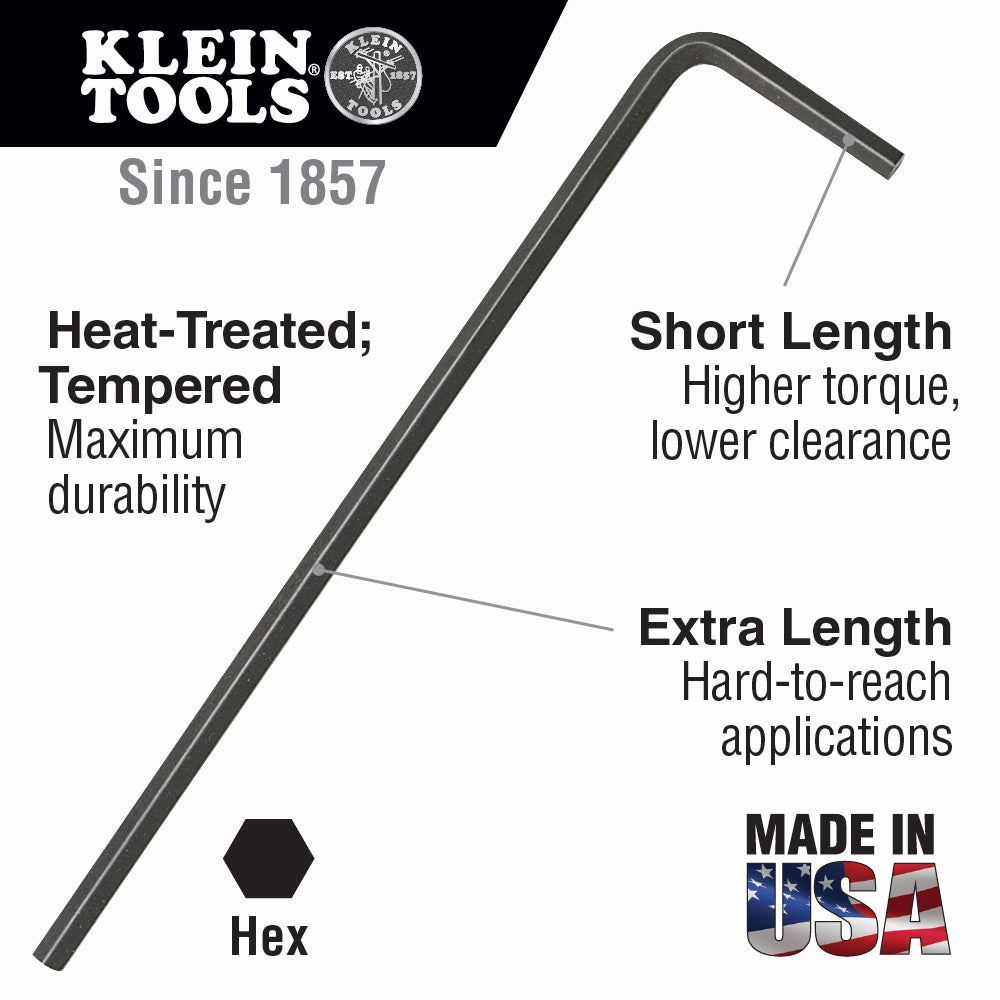 Klein Tools LL16 Long Arm Hex Key, 1/4"