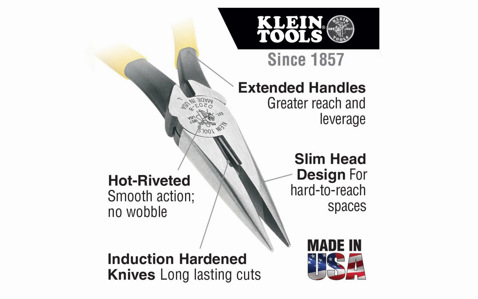 Klein Tools Side-Cutting Long Nose Pliers - 6" Long