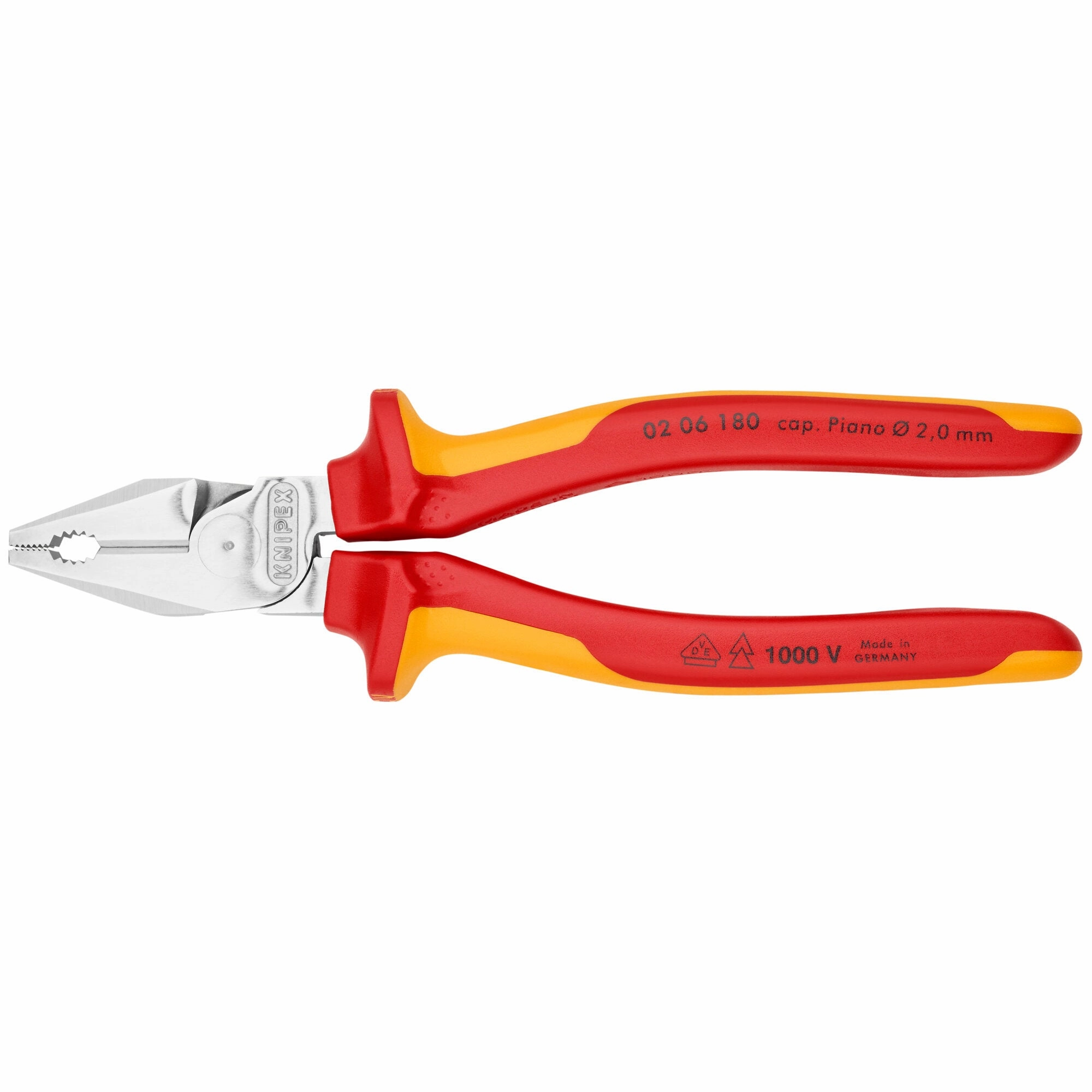 Knipex 02 06 180 7 1/4" High Leverage Combination Pliers-1000V Insulated