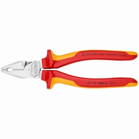 Knipex 02 06 180 7 1/4" High Leverage Combination Pliers-1000V Insulated