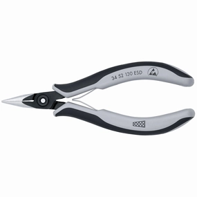 Knipex 34 52 130 ESD 5 1/4" Electronics Pliers-Half Round Tips, Cross-Hatched, ESD Handles