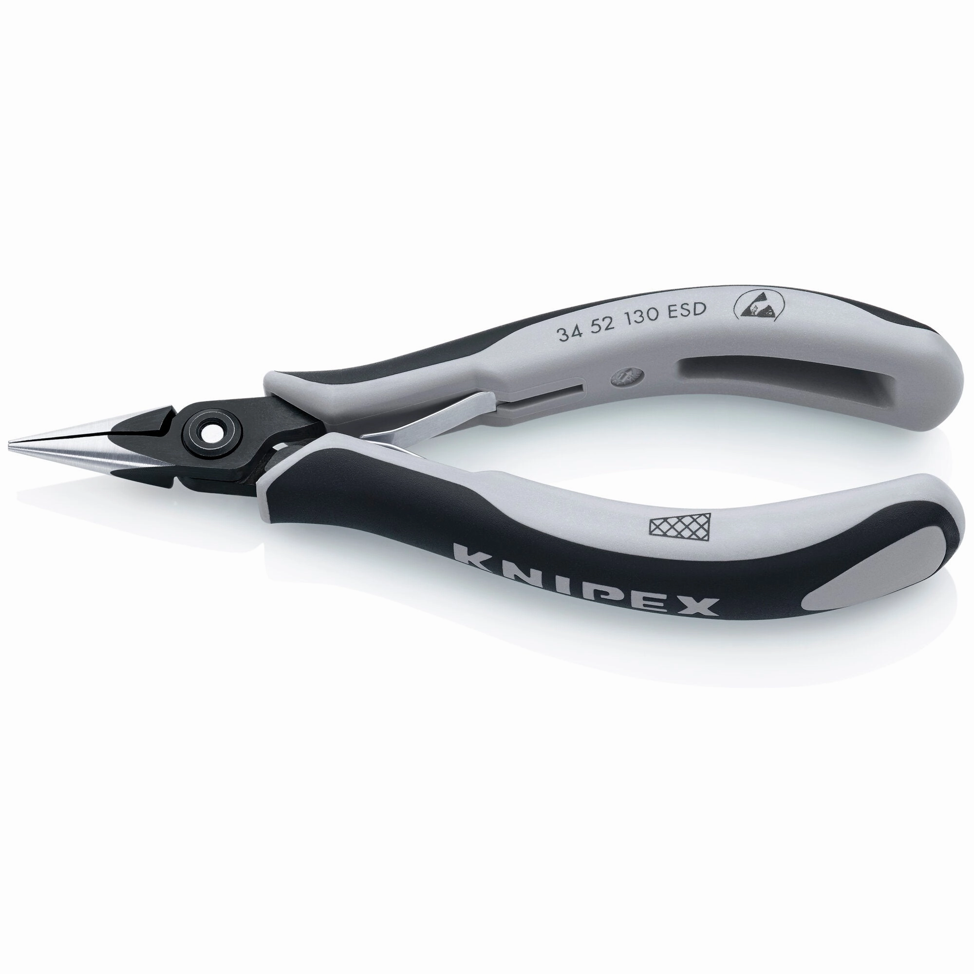 Knipex 34 52 130 ESD 5 1/4" Electronics Pliers-Half Round Tips, Cross-Hatched, ESD Handles