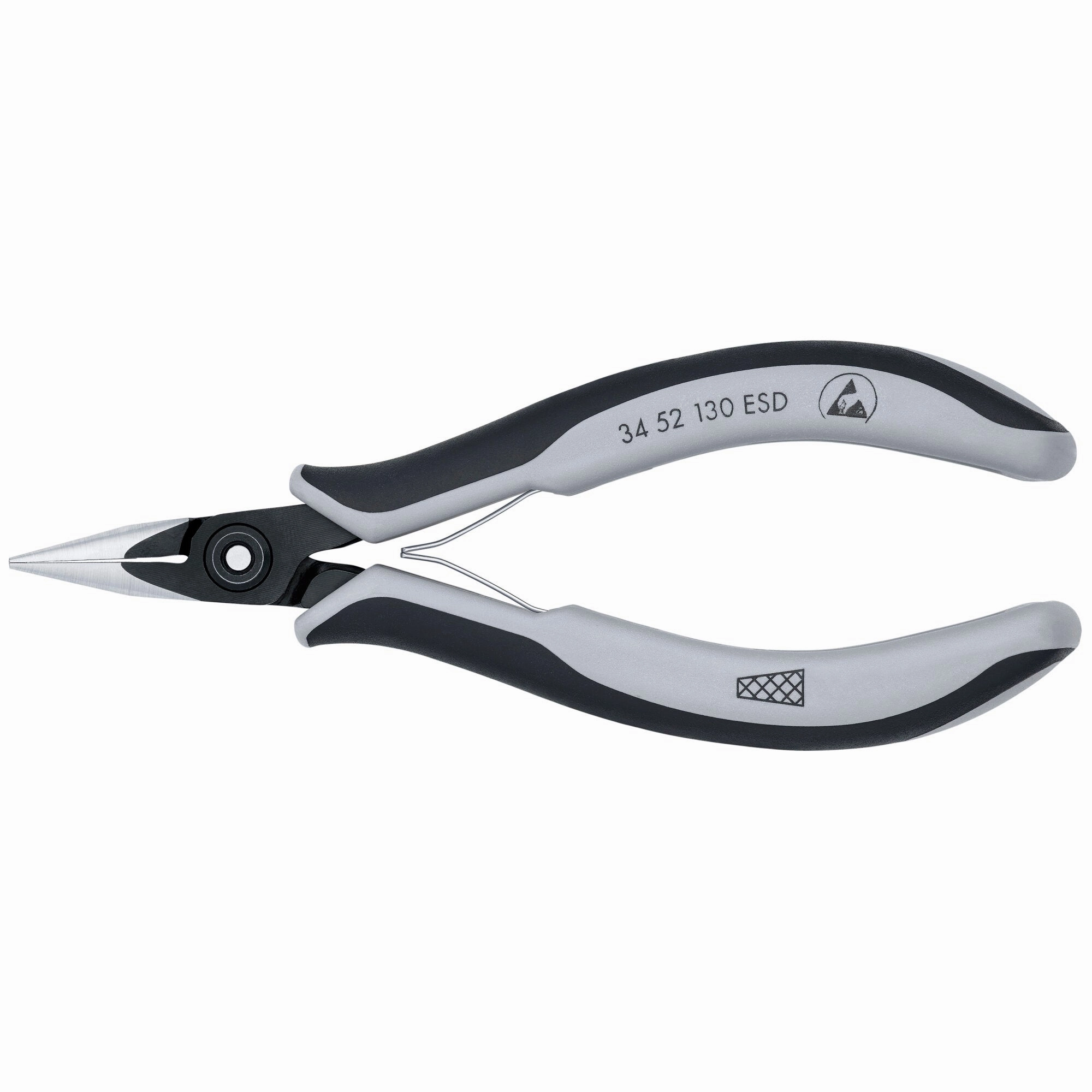 Knipex 34 52 130 ESD 5 1/4" Electronics Pliers-Half Round Tips, Cross-Hatched, ESD Handles