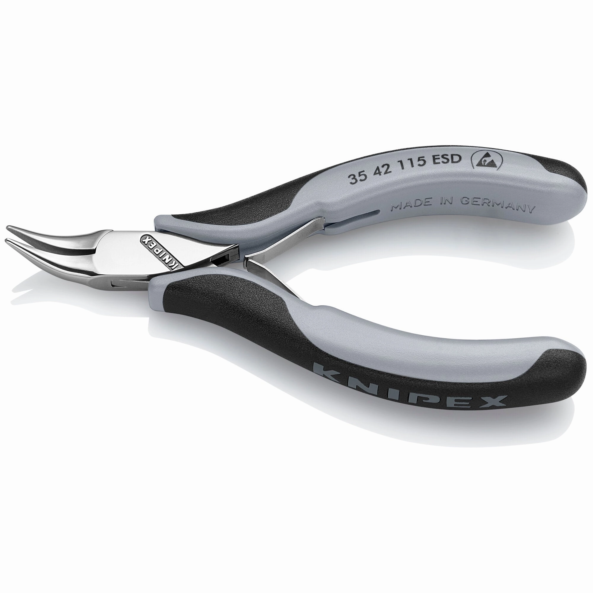 Knipex 35 42 115 ESD 4 1/2" Electronics 45 Angled Pliers-Half Round Tips, ESD Handles
