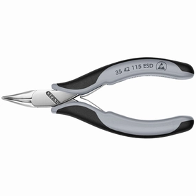 Knipex 35 42 115 ESD 4 1/2" Electronics 45 Angled Pliers-Half Round Tips, ESD Handles