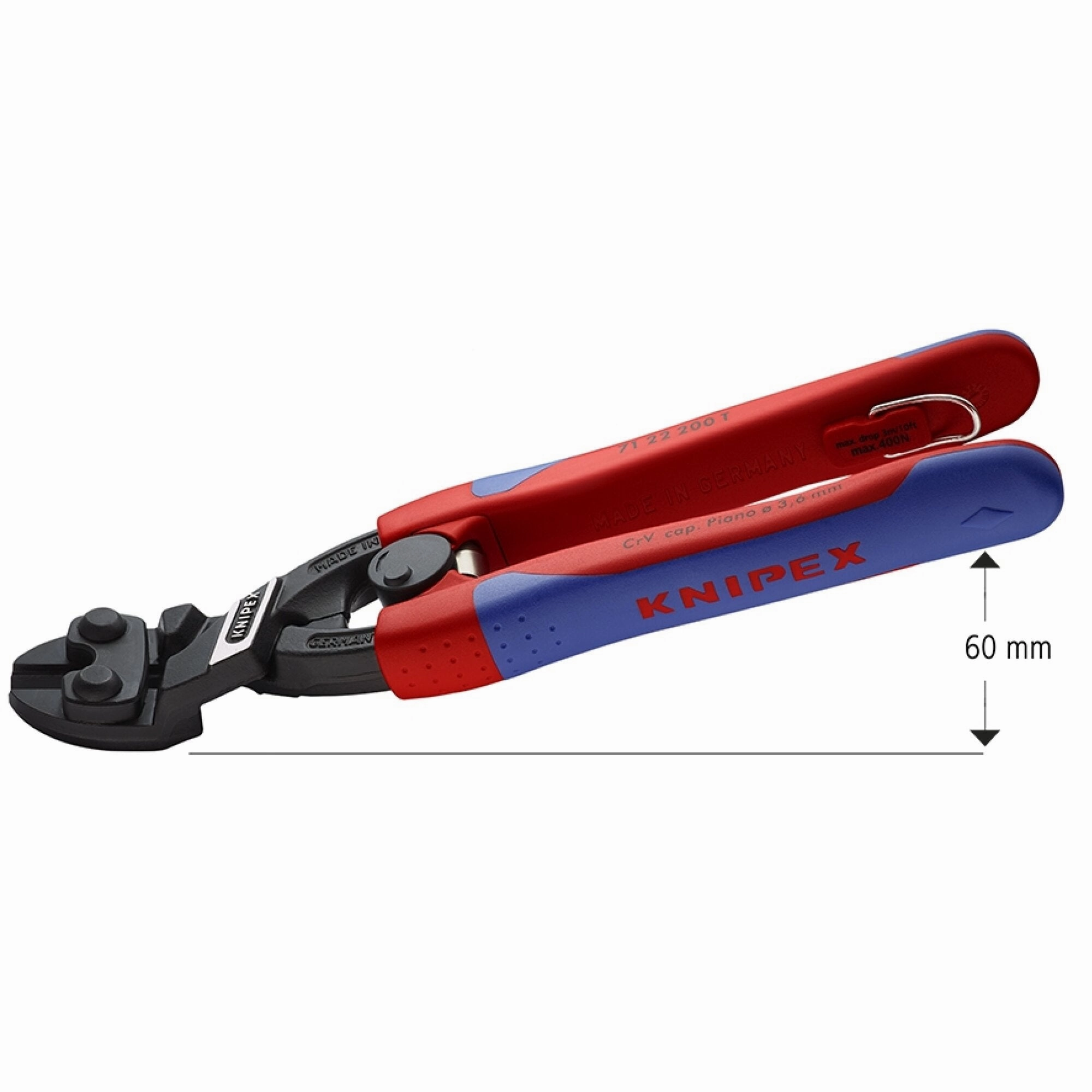 Knipex 71 22 200 T BKA 8" CoBolt High Leverage 20 Angled Compact Bolt Cutters-Tethered Attachment