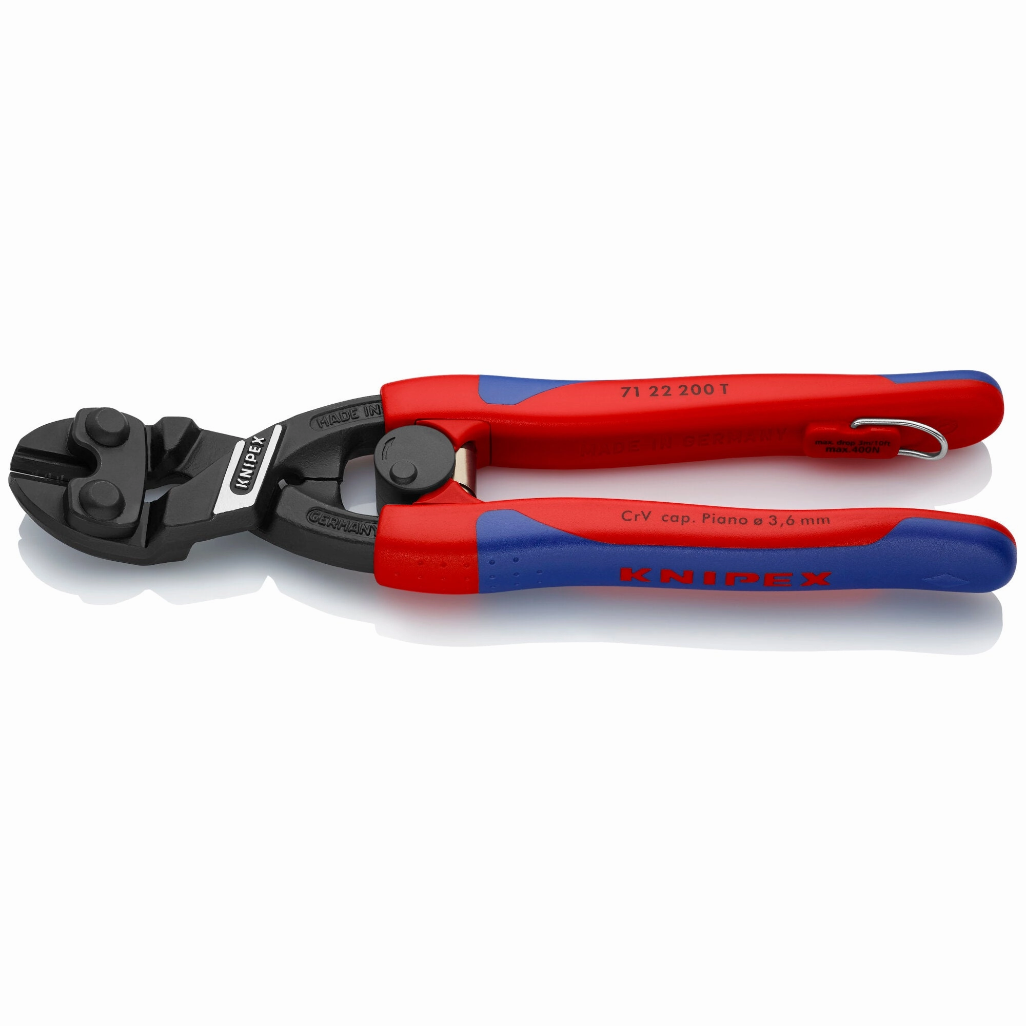 Knipex 71 22 200 T BKA 8" CoBolt High Leverage 20 Angled Compact Bolt Cutters-Tethered Attachment