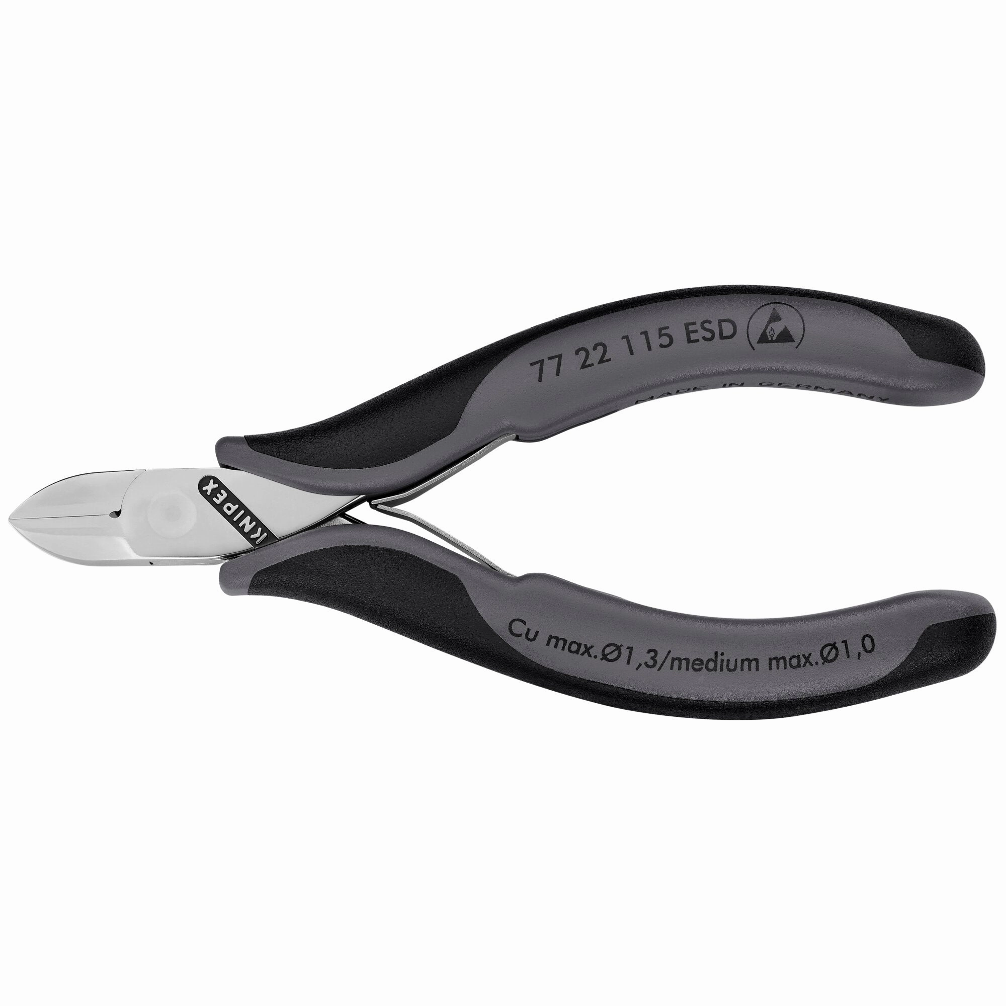Knipex 77 22 115 ESD 4 1/2" Electronics Diagonal Cutters-ESD Handles