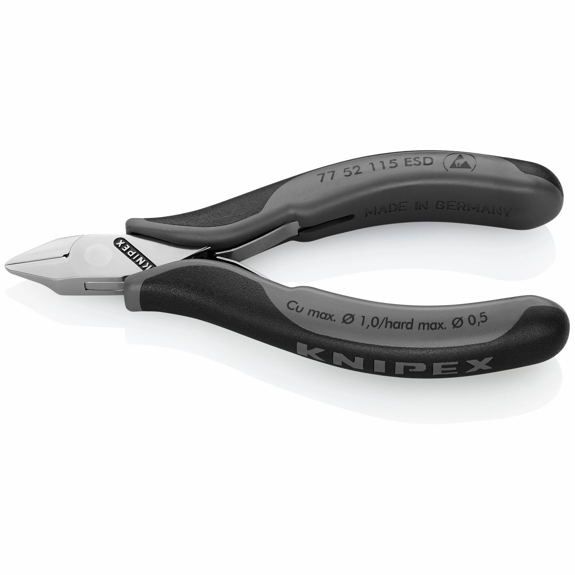 Knipex 77 52 115 ESD 4 1/2" Electronics Diagonal Cutters-ESD Handles