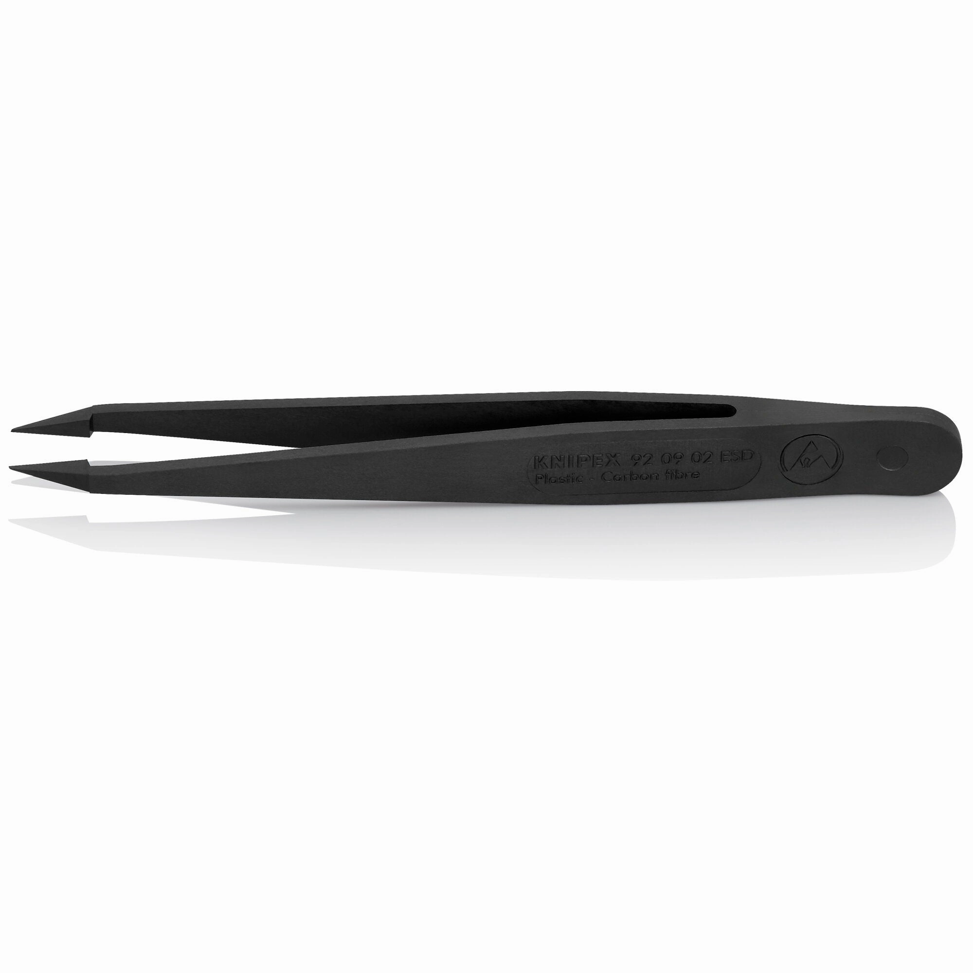 Knipex 92 09 02 ESD 4 1/2" Plastic Gripping Tweezers-Needle-Point Tips-ESD