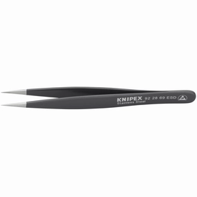 Knipex 92 28 69 ESD 5 1/4" Stainless Steel Gripping Tweezers-Needle-Point Tips-ESD