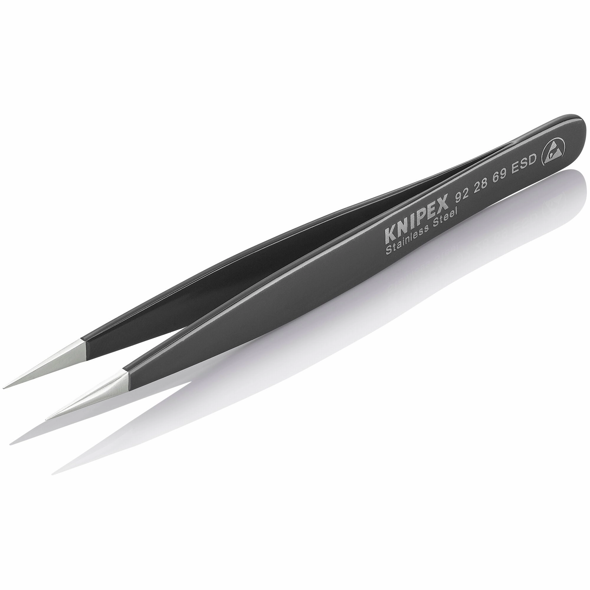 Knipex 92 28 69 ESD 5 1/4" Stainless Steel Gripping Tweezers-Needle-Point Tips-ESD