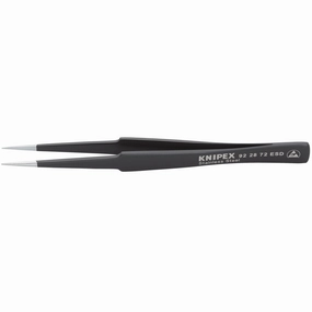 Knipex 92 28 72 ESD 5 1/4" Stainless Steel Gripping Tweezers-Pointed Tips-ESD