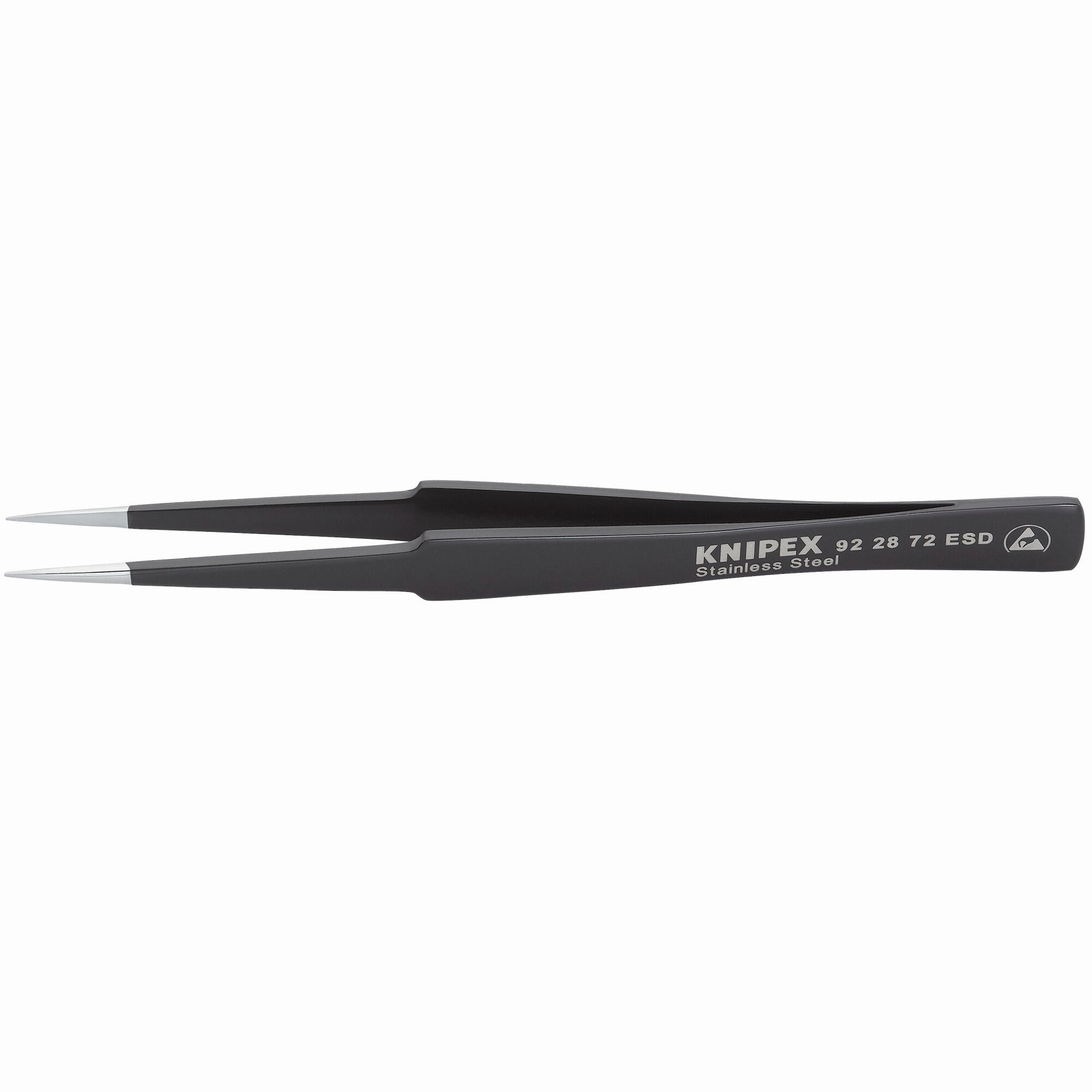 Knipex 92 28 72 ESD 5 1/4" Stainless Steel Gripping Tweezers-Pointed Tips-ESD