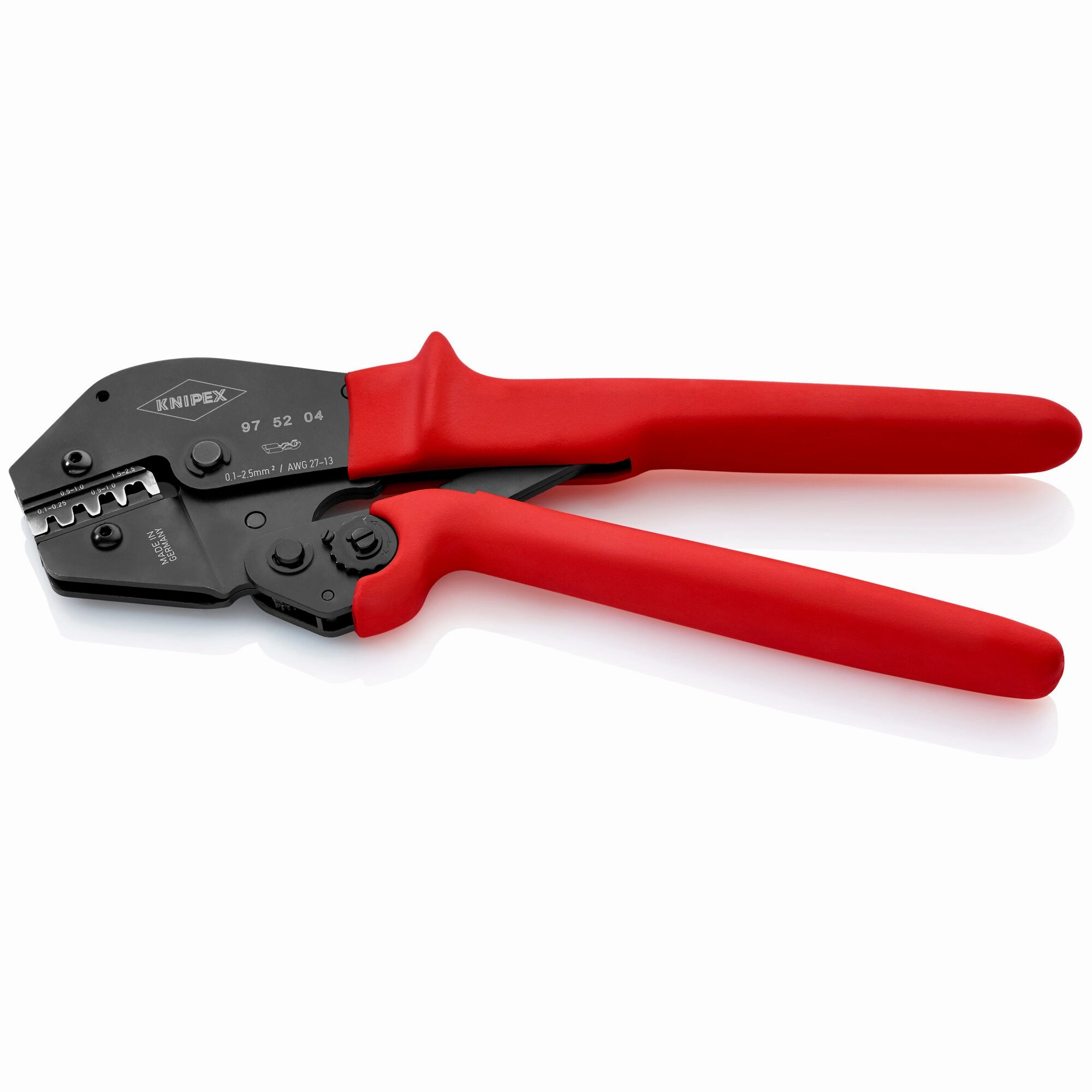 Knipex 97 52 04 10" Crimping Pliers For Non-Insulated Open Plug-Type Connectors (Plug Width 2.8 and 4.8 mm)