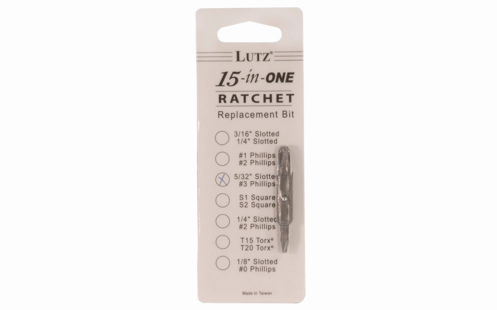 Lutz 5/32" Slot & #3 Phillips Bit for 15-in-1 Ratchet Screwdriver