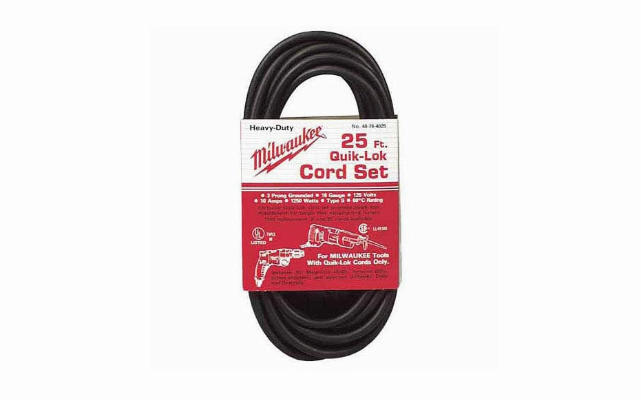 Milwaukee 25' 3-Wire QUIK-LOK Cord ~ 48-76-4025 - Made in USA