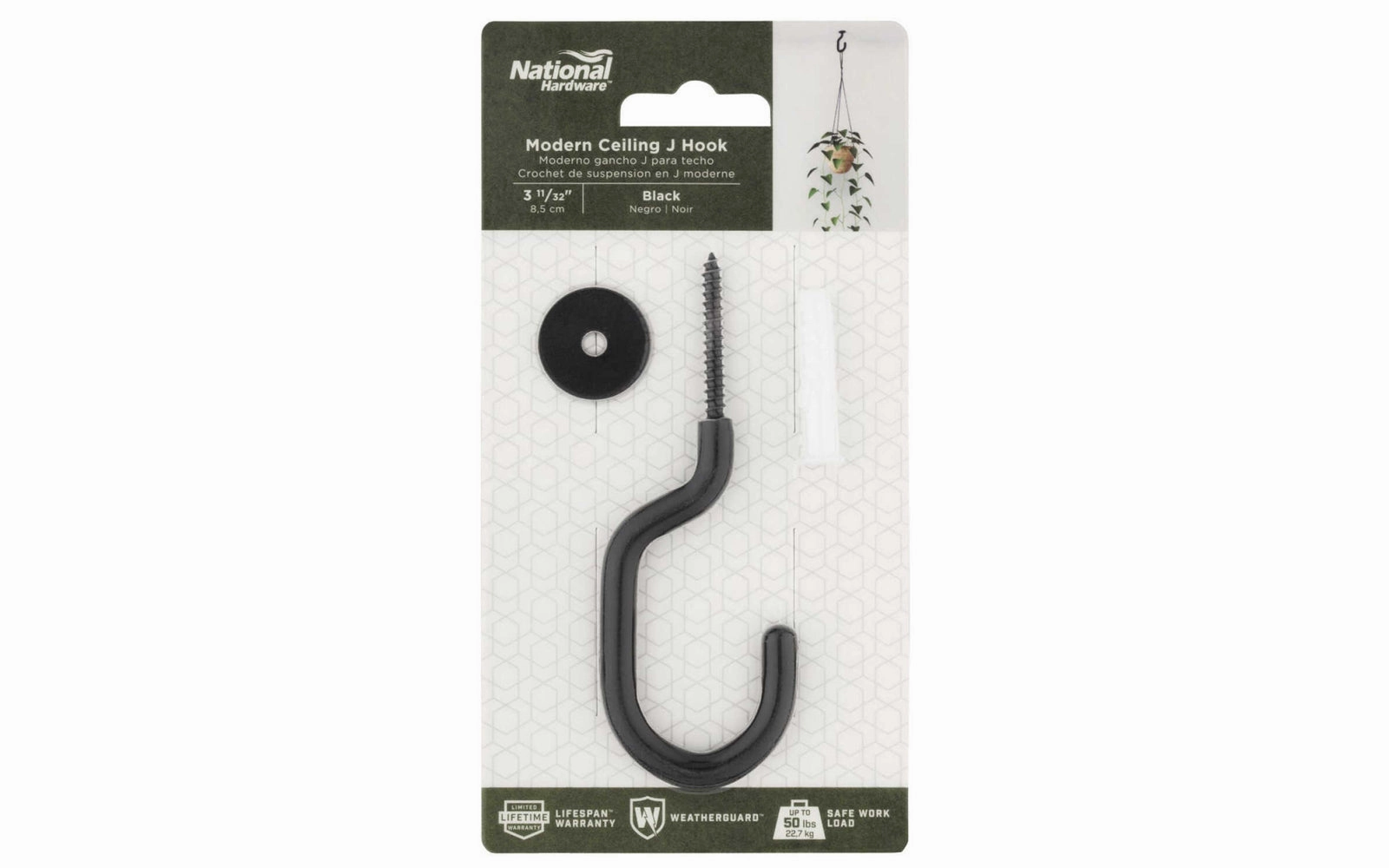 Modern Ceiling Hook - Black Finish