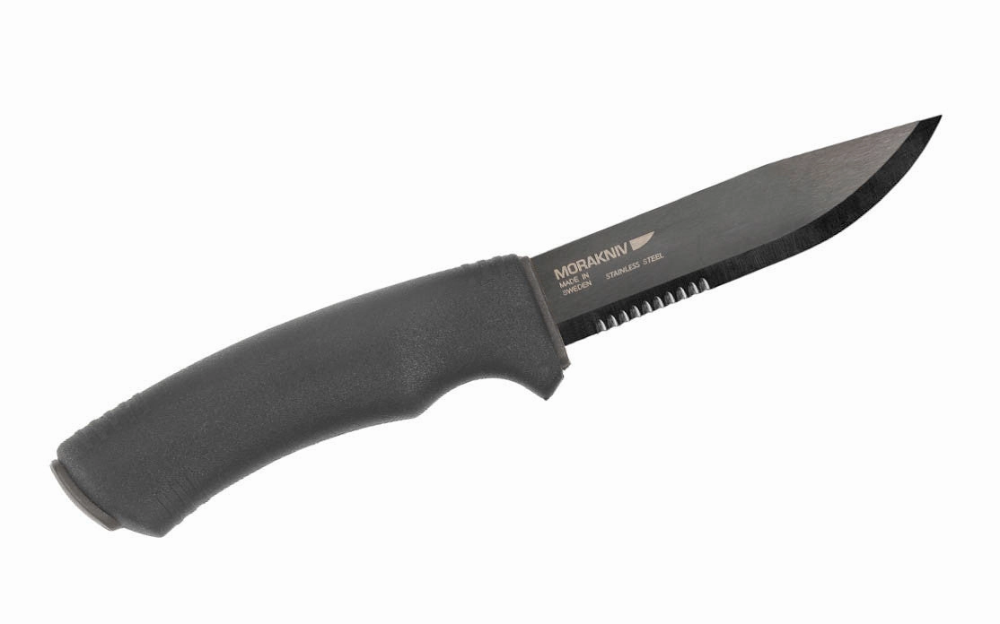Mora Bushcraft Black Stainless Steel Knife ~ Partial Serration