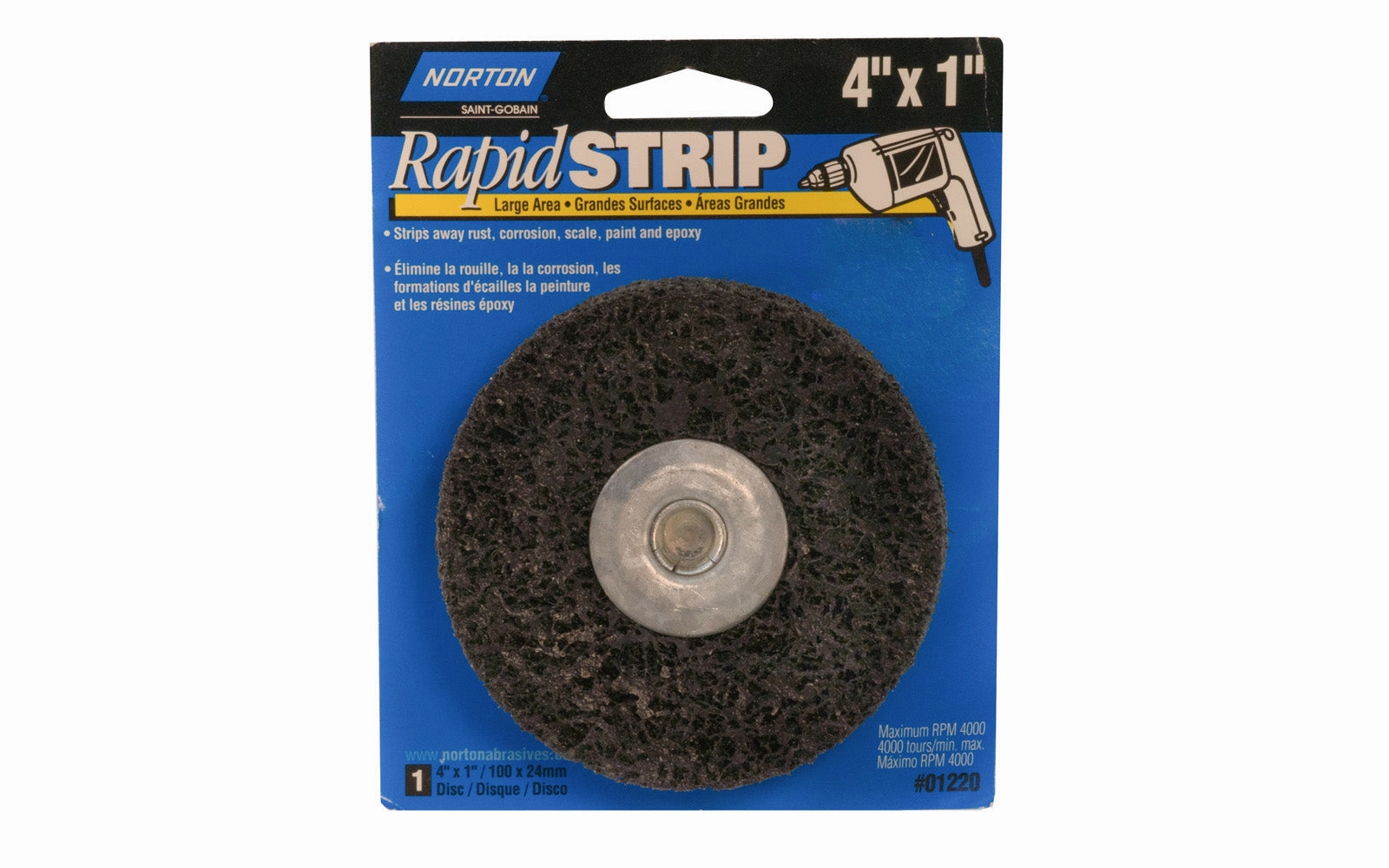 Norton 4" x 1" "Rapid Strip" Wheel - 1/4" Shank