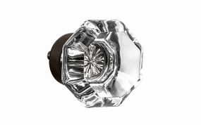 Octagonal Clear Glass Cabinet Knob with Oil Rubbed Bronze Finish