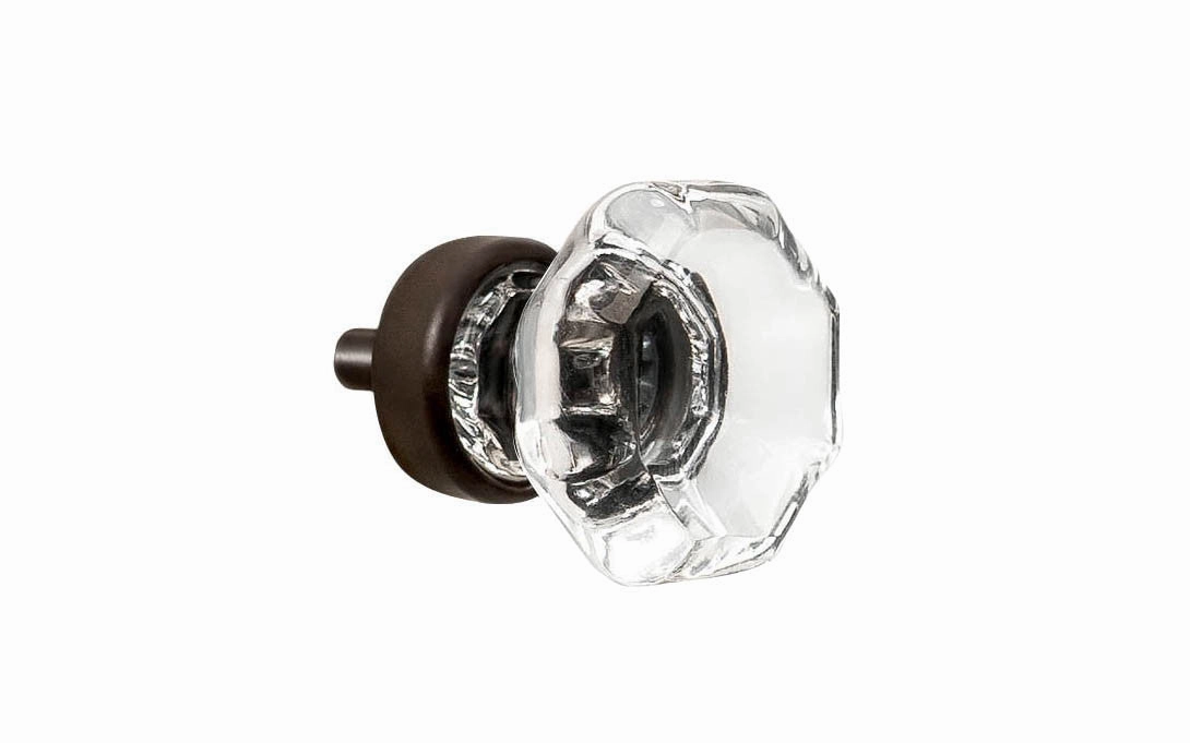 Octagonal Clear Glass Cabinet Knob with Oil Rubbed Bronze Finish