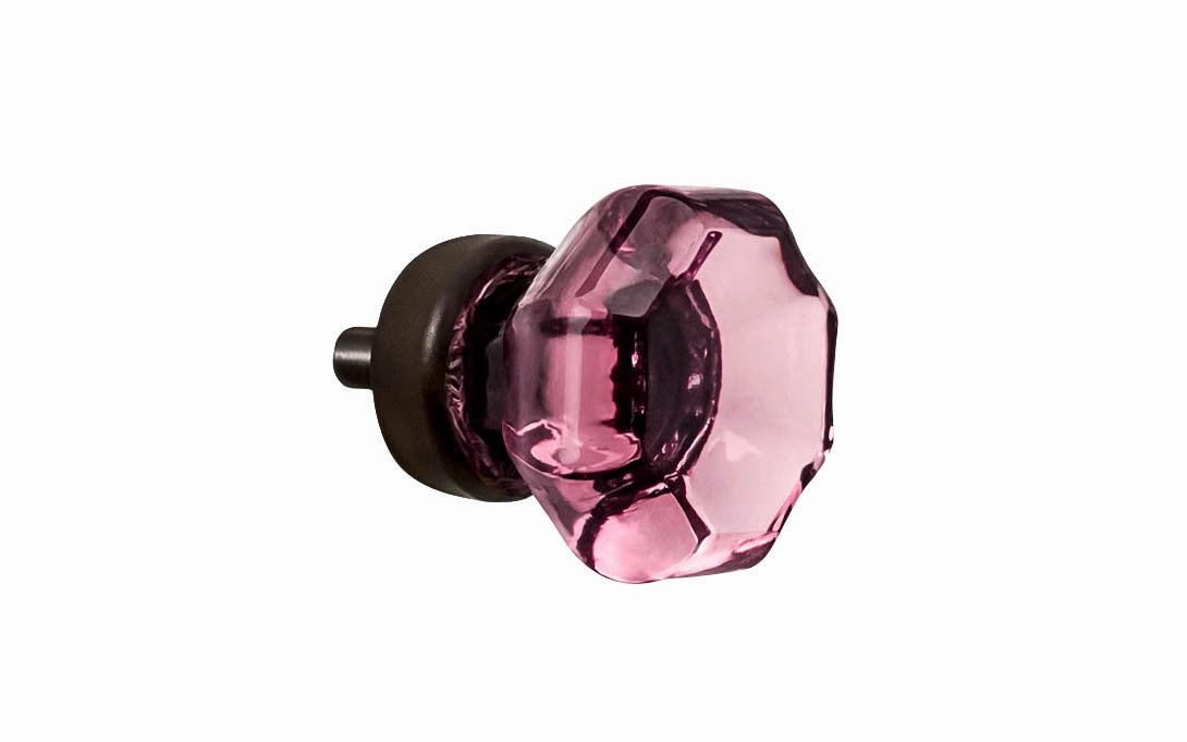 Octagonal "Purple Amethyst" Glass Cabinet Knob with Oil Rubbed Bronze Finish