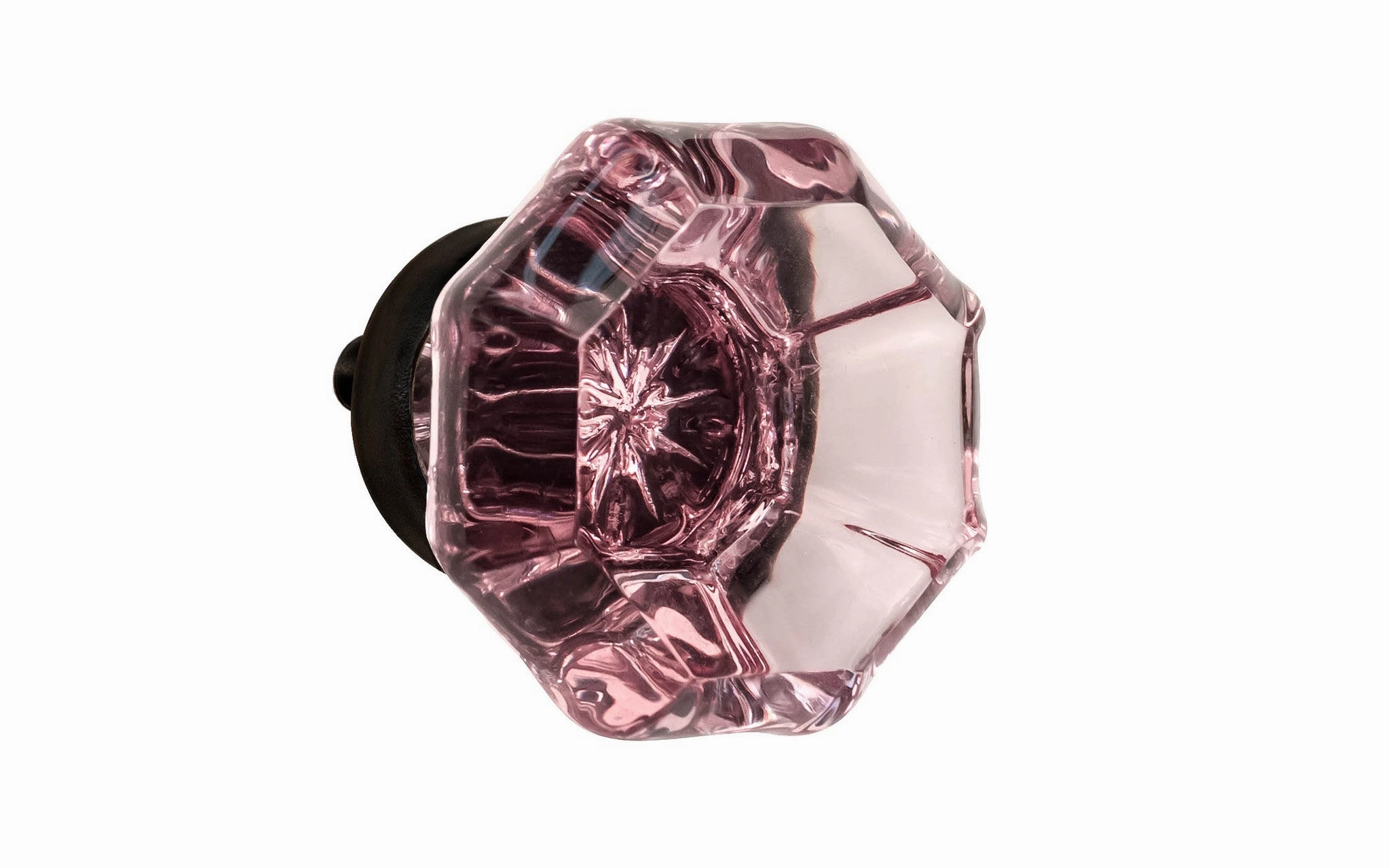 Octagonal "Purple Amethyst" Glass Cabinet Knob with Oil Rubbed Bronze Finish