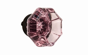 Octagonal "Purple Amethyst" Glass Cabinet Knob with Oil Rubbed Bronze Finish