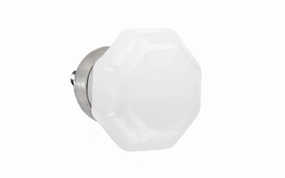 Octagonal "Translucent White Opal" Glass Cabinet Knob with Brushed Nickel Finish