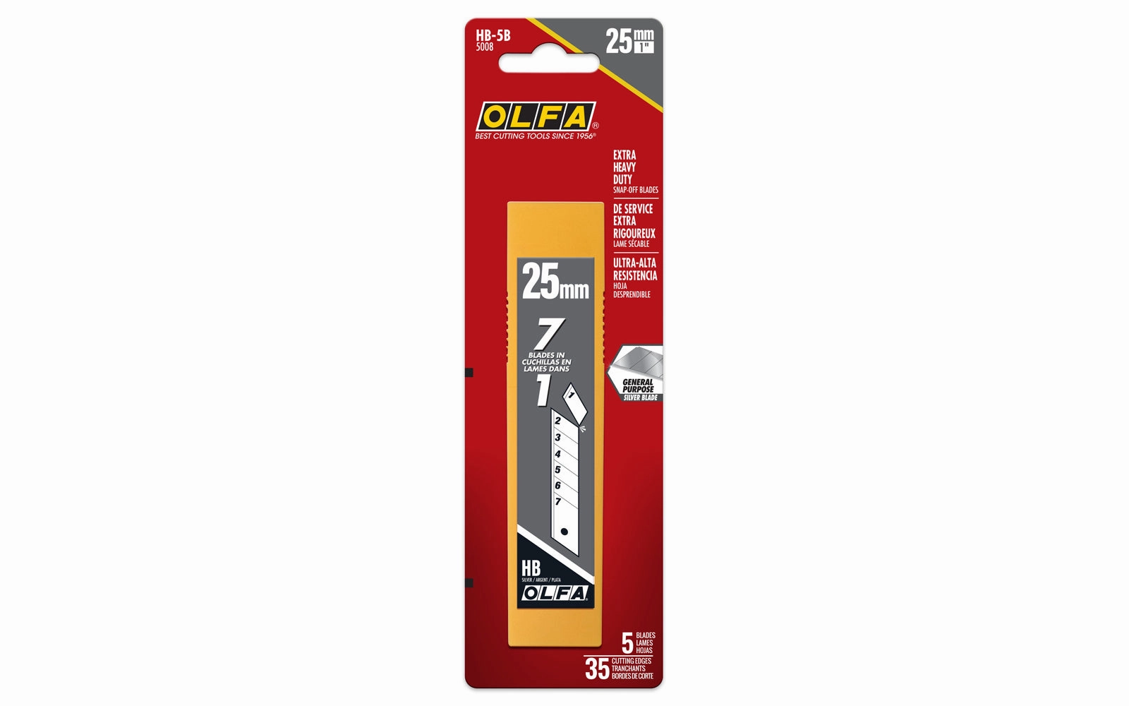 Olfa "HB-5B" 25 mm Replacement Blades - 5 Pack