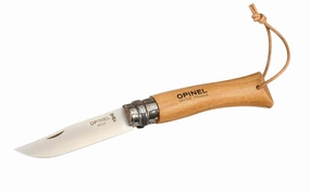 Opinel Stainless Steel Knife with Leather Lanyard