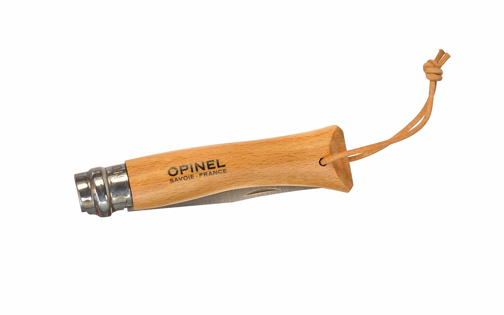 Opinel Stainless Steel Knife with Leather Lanyard