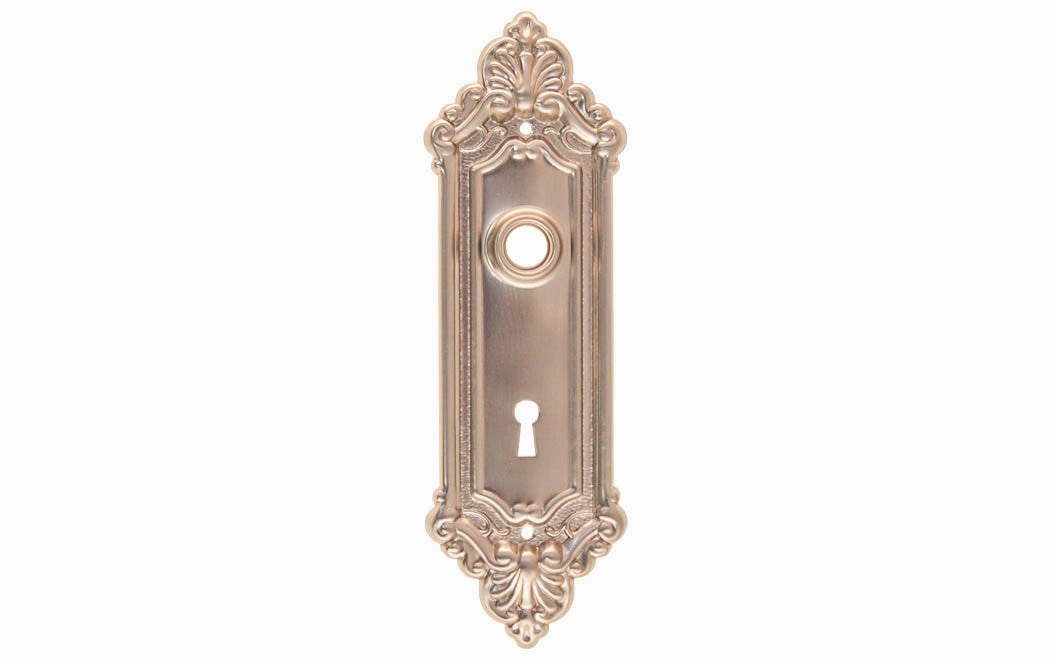 Ornate Brass Escutcheon Door Plate with Keyhole