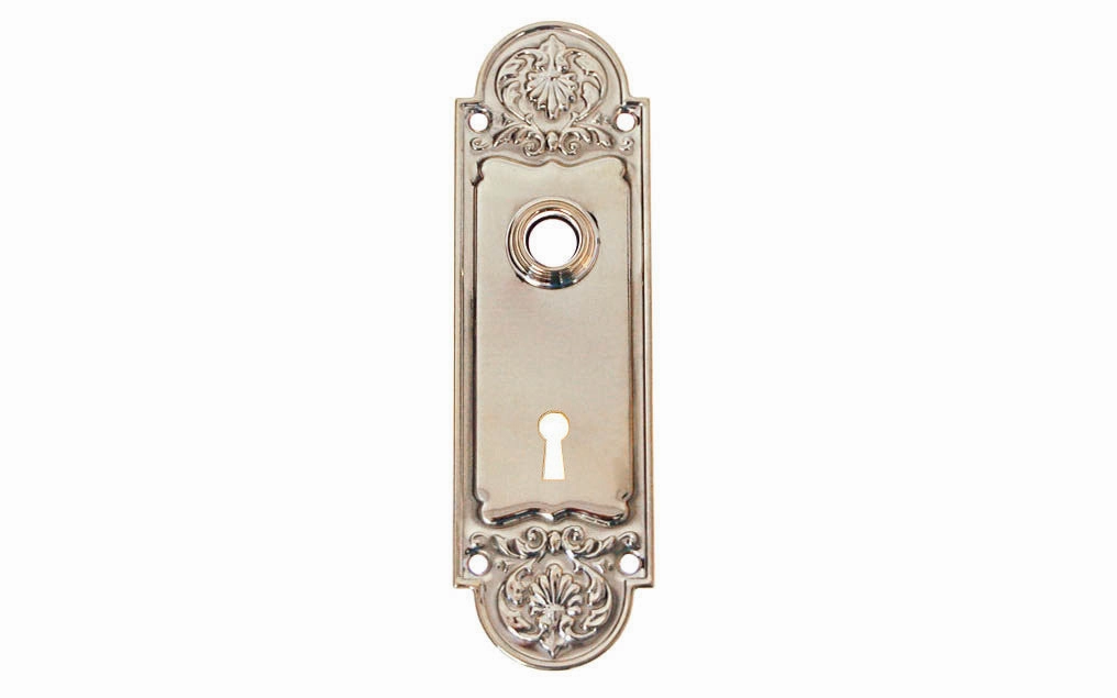 Ornate Brass Escutcheon Door Plate with Keyhole
