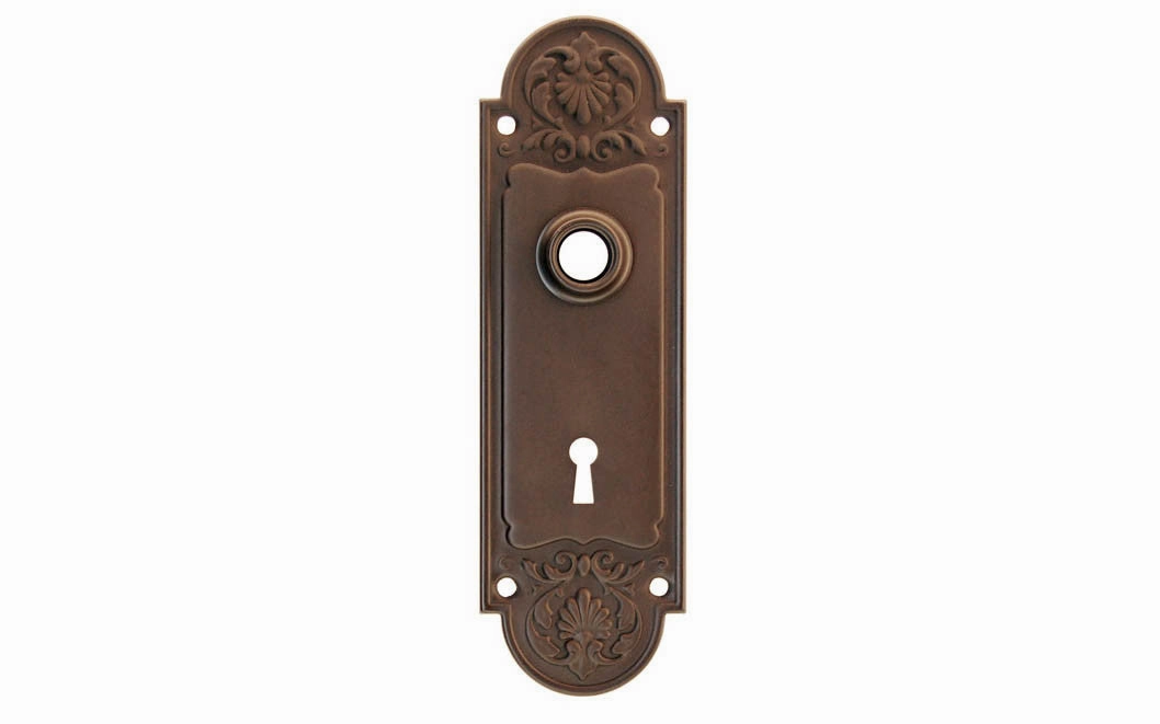 Ornate Brass Escutcheon Door Plate with Keyhole