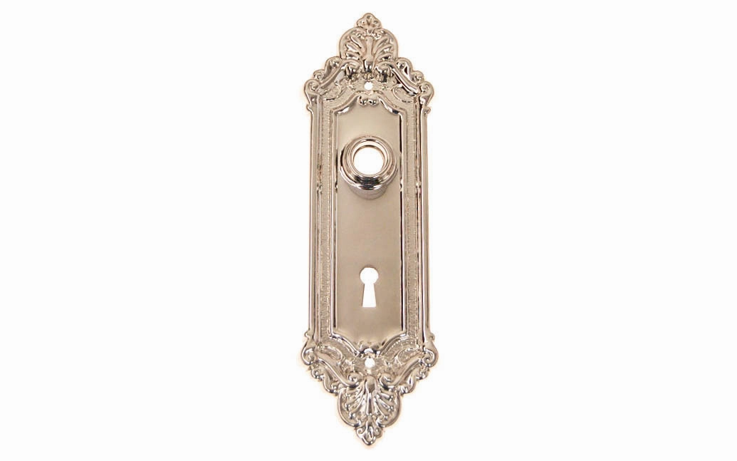 Ornate Brass Escutcheon Door Plate with Keyhole