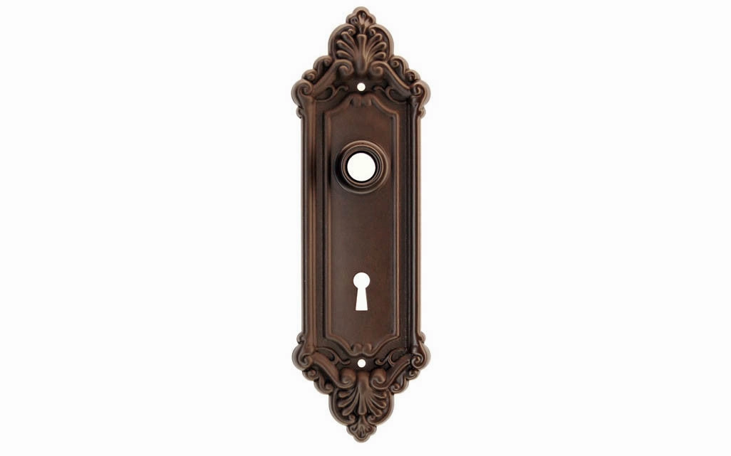 Ornate Brass Escutcheon Door Plate with Keyhole
