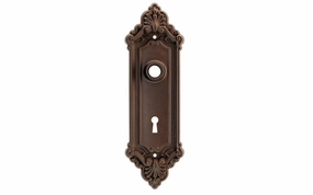 Ornate Brass Escutcheon Door Plate with Keyhole