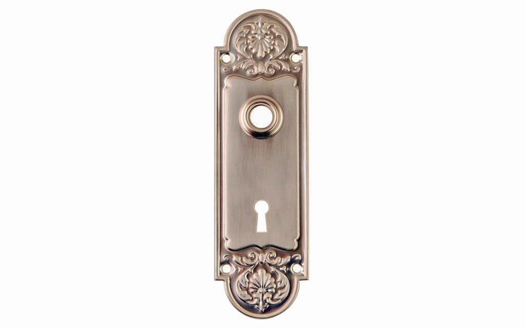 Ornate Brass Escutcheon Door Plate with Keyhole