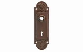 Ornate Brass Escutcheon Door Plate with Keyhole