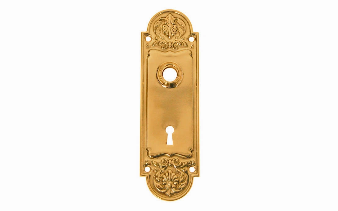 Ornate Brass Escutcheon Door Plate with Keyhole