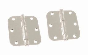 Pair of 3-1/2" Bright Nickel Door Hinges - 5/8" Radius