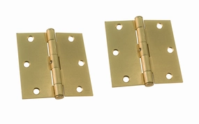 Pair of 3-1/2" Satin Brass Door Hinges
