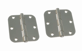 Pair of 3-1/2" Satin Nickel Door Hinges - 5/8" Radius